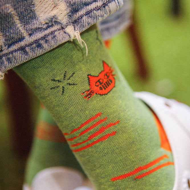 Women's Novelty Cat Graphic Crew Socks