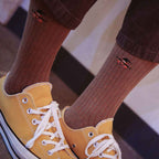 Men's Halloween Pumpkin Embroidered Ribbed Crew Socks