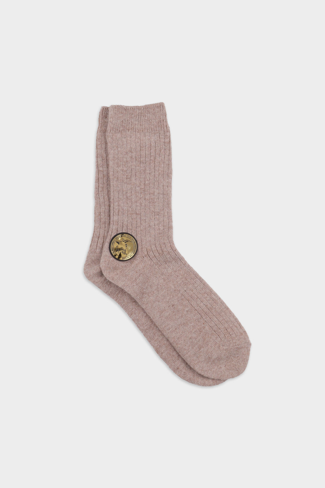 Women's Cozy Ribbed Cashmere Wool Crew Socks Beige