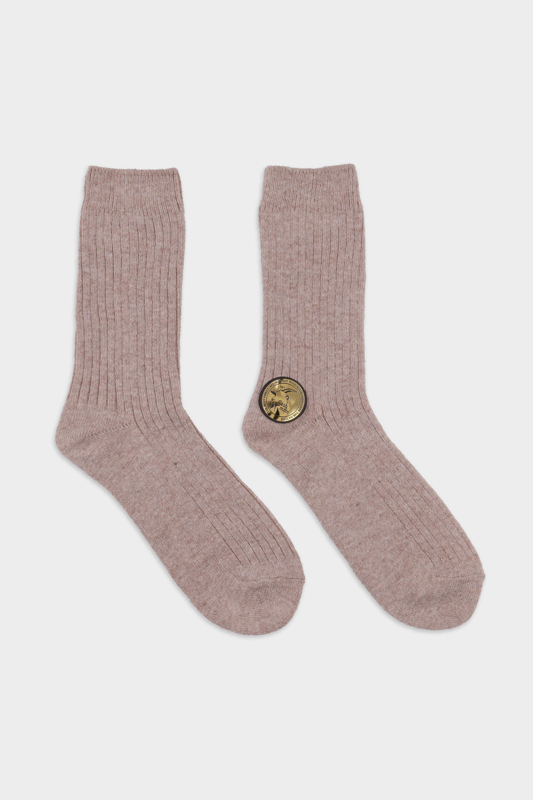 Women's Cozy Ribbed Cashmere Wool Crew Socks Beige