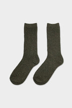 Women's Women's Textured Nep Ribbed Crew Socks Khaki