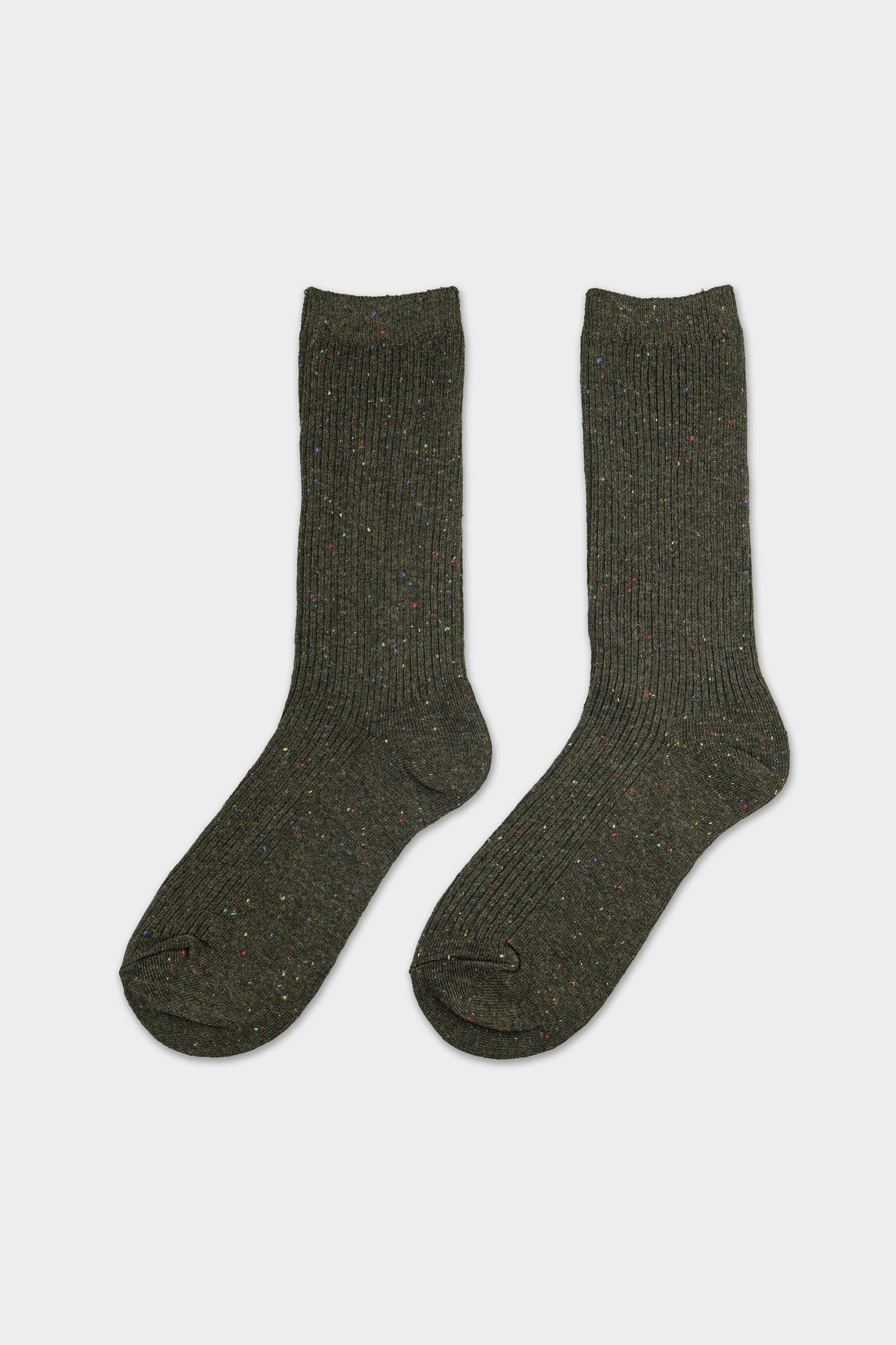 Women's Women's Textured Nep Ribbed Crew Socks Khaki