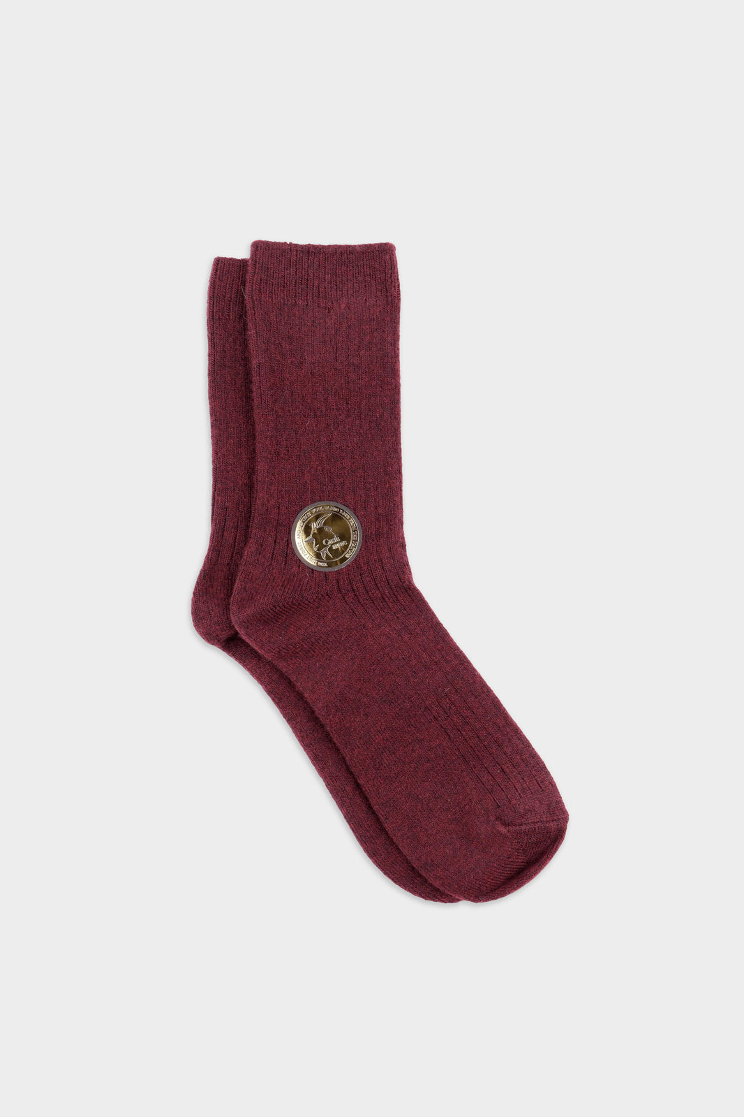 Women's Cozy Ribbed Cashmere Wool Crew Socks Maroon