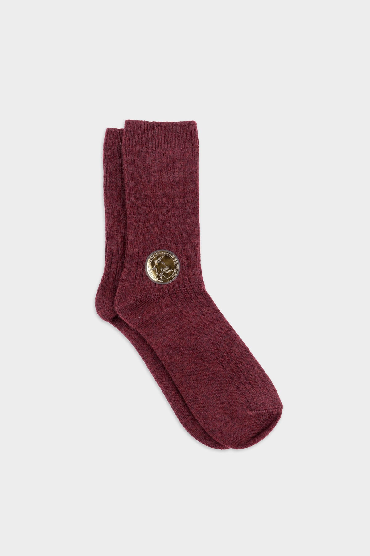 Women's Cozy Ribbed Cashmere Wool Crew Socks Maroon