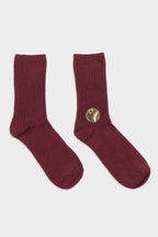 Women's Cozy Ribbed Cashmere Wool Crew Socks Maroon