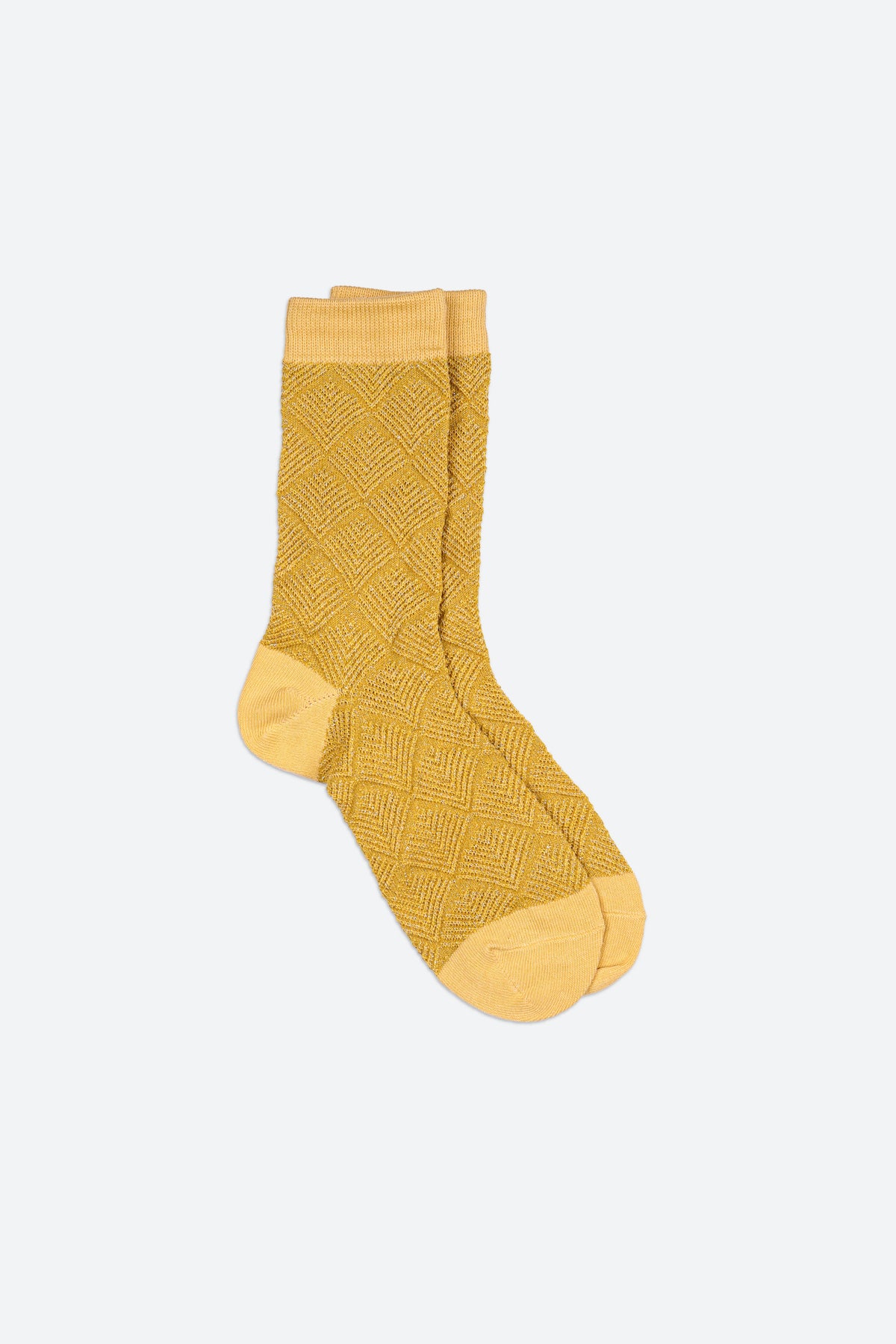 Women's Sparkle Diamond Pattern Crew Socks Mustard