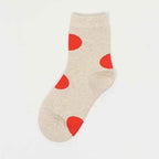 Women's Playful Red Dot Patterned Crew Socks