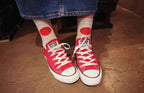 Women's Playful Red Dot Patterned Crew Socks