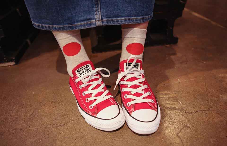 Women's Playful Red Dot Patterned Crew Socks