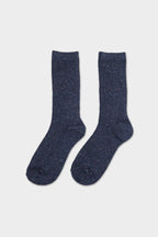 Women's Women's Textured Nep Ribbed Crew Socks Navy
