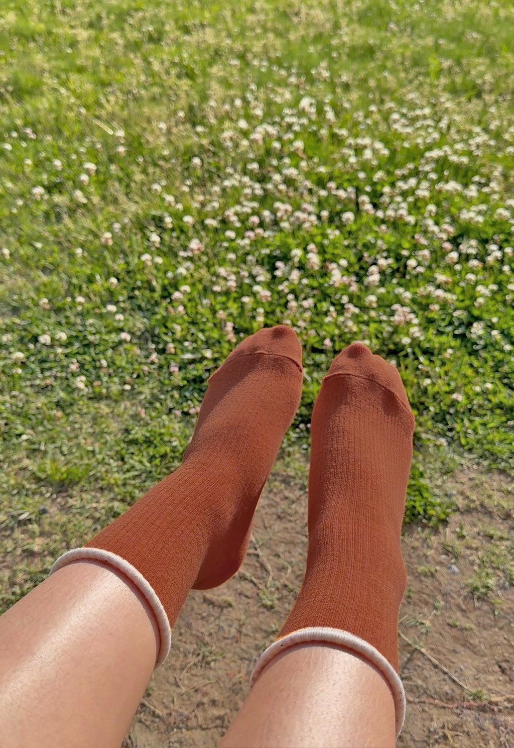 Premium Combed Cotton Rolled Cuff Quarter Socks Rust