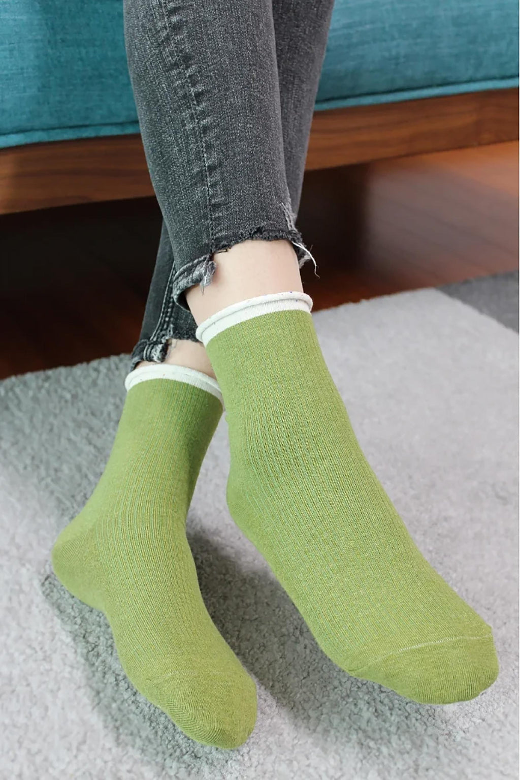Women's Premium Combed Cotton Rolled Cuff Quarter Socks Gray