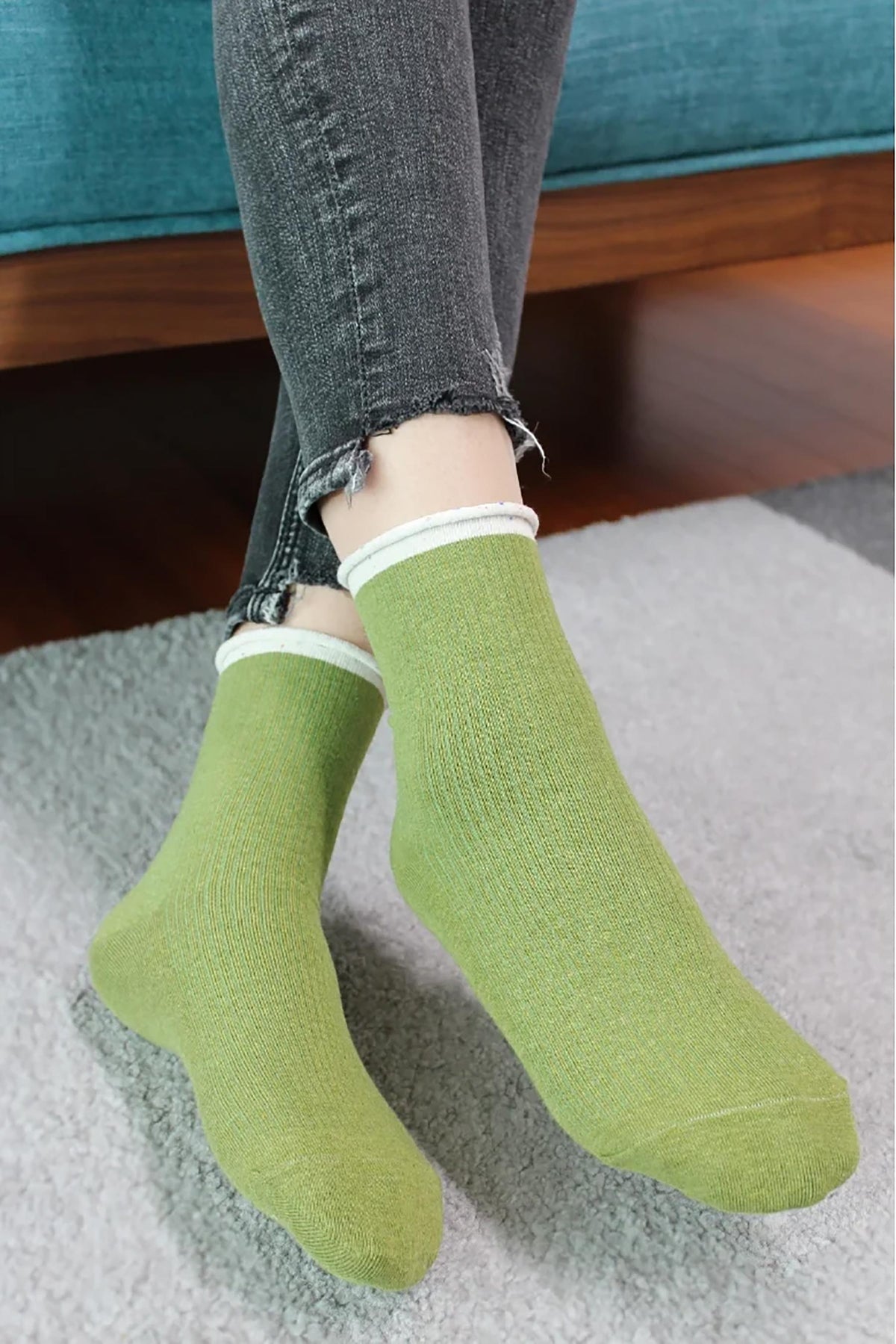 Women's Premium Combed Cotton Rolled Cuff Quarter Socks Gray
