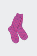 Women's Textured Cable Knit Everyday Socks Pink