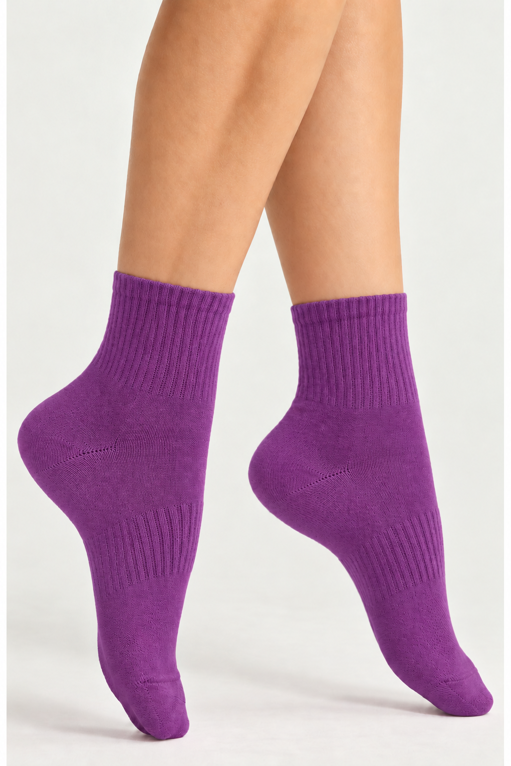 Women's Premium Cushioned Athletic Ankle Socks with Arch Support Purple