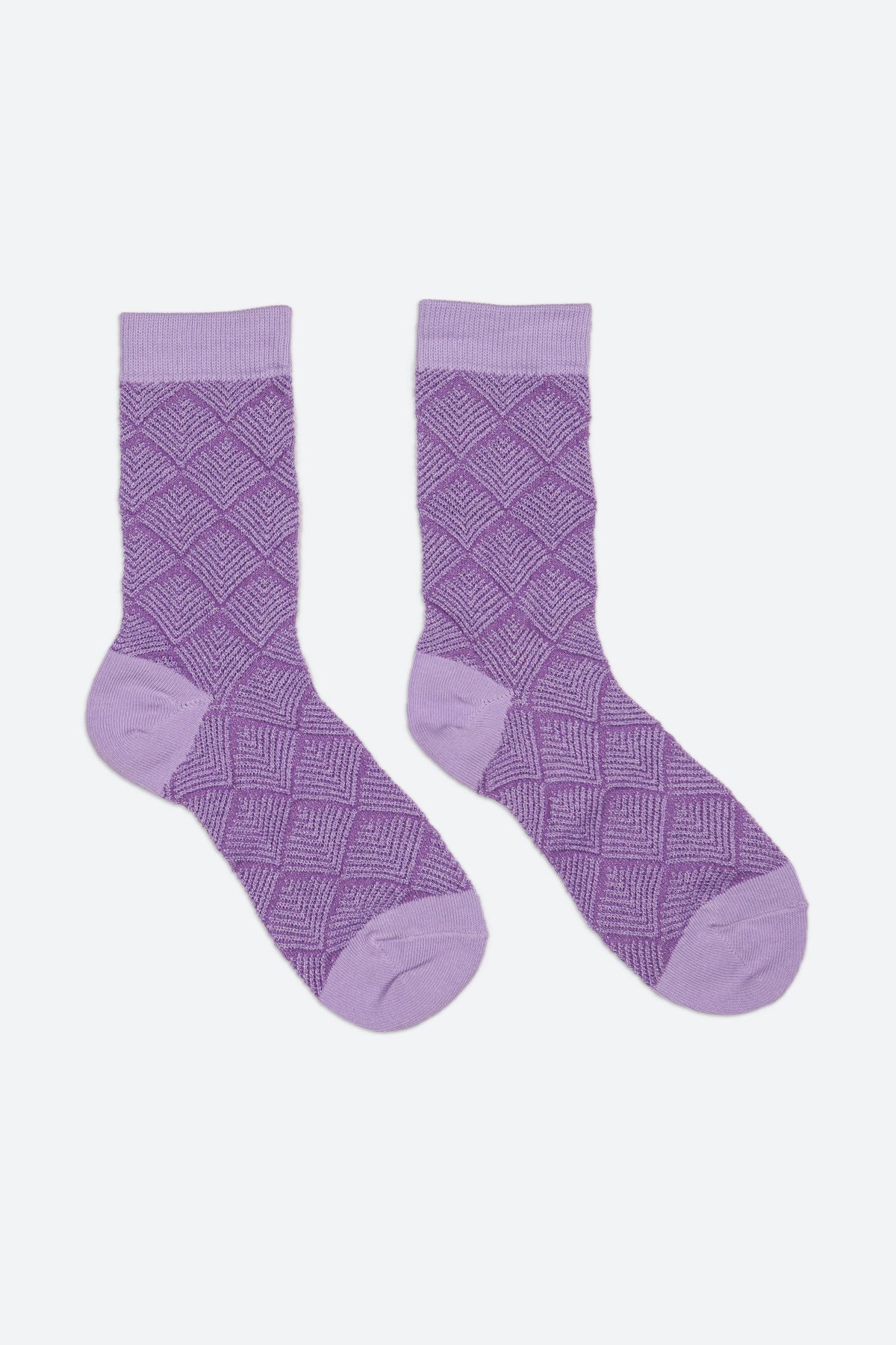 Women's Sparkle Diamond Pattern Crew Socks Purple