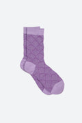 Women's Sparkle Diamond Pattern Crew Socks Purple