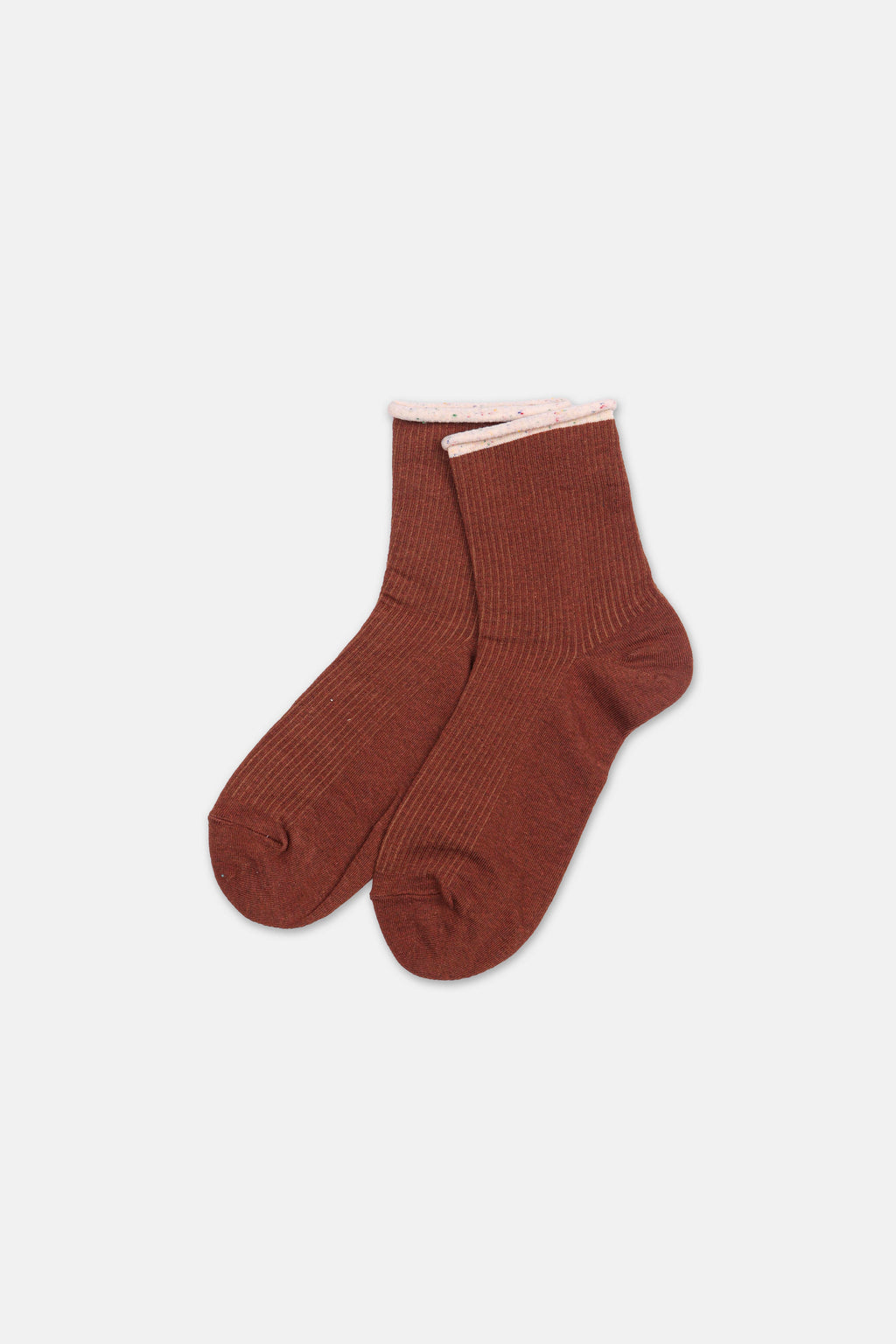 Premium Combed Cotton Rolled Cuff Quarter Socks Rust