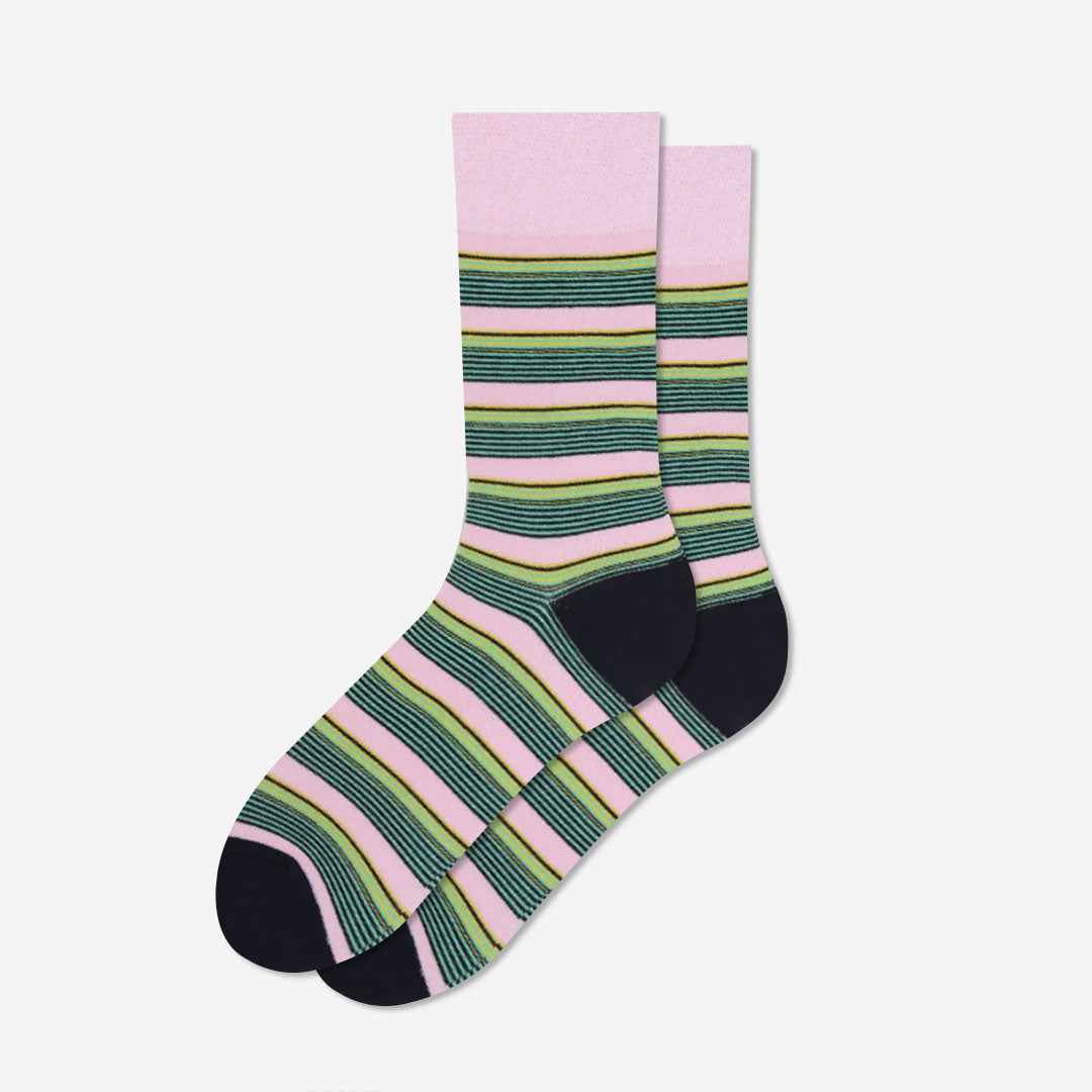 Men's Premium Combed Cotton Striped Crew Socks