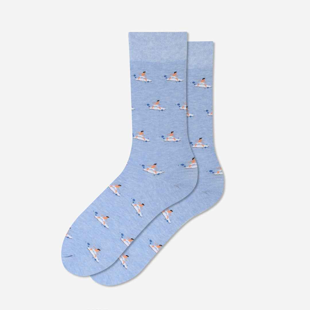 Men's Novelty Surfing Wave Seamless Graphic Socks