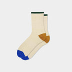 Women's Color-Tipped Ribbed Elastic Band Crew Socks | Combed Cotton