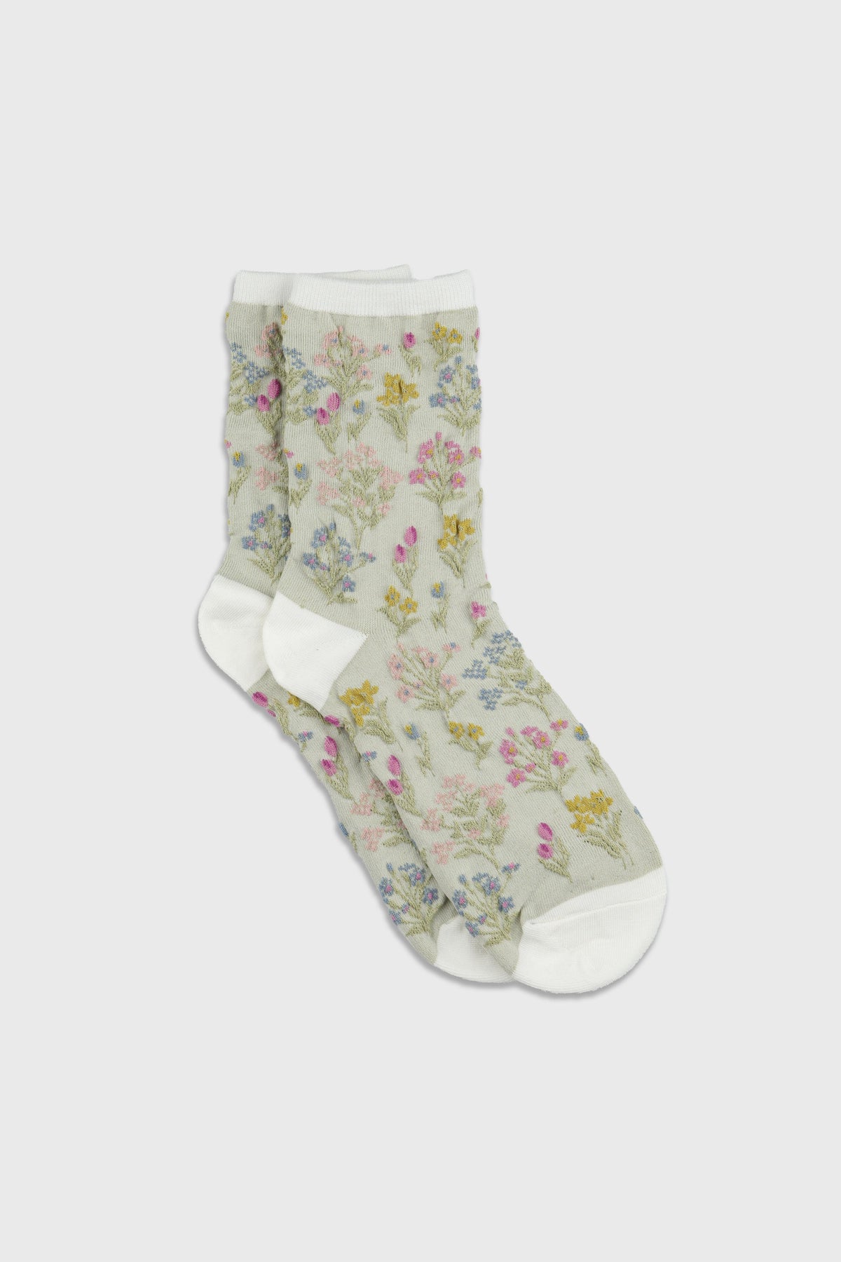 Women's Botanical Floral Patterned Crew Socks-Women's Botanical Floral Patterned Crew Socks