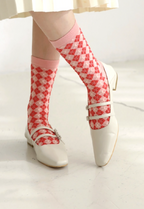 Women's Textured Diamond Checkered Crew Socks