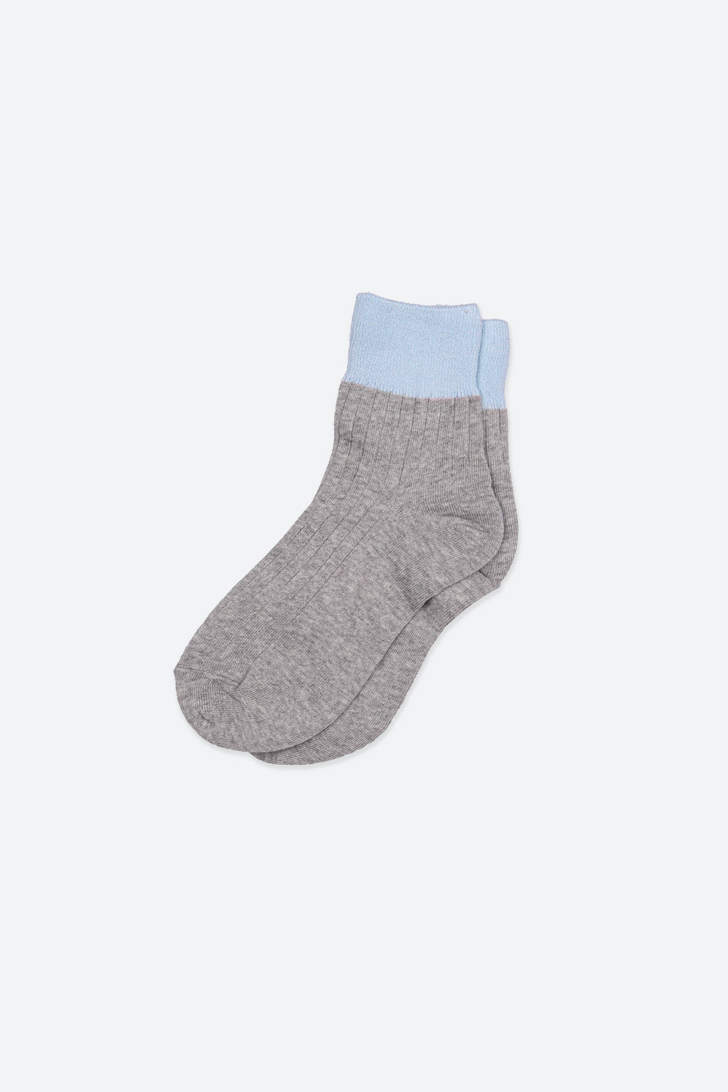 Premium Combed Cotton Ribbed Two-Tone Socks Gray