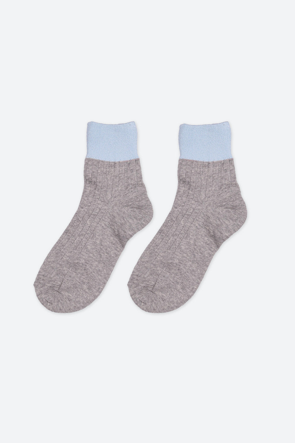 Premium Combed Cotton Ribbed Two-Tone Socks Gray