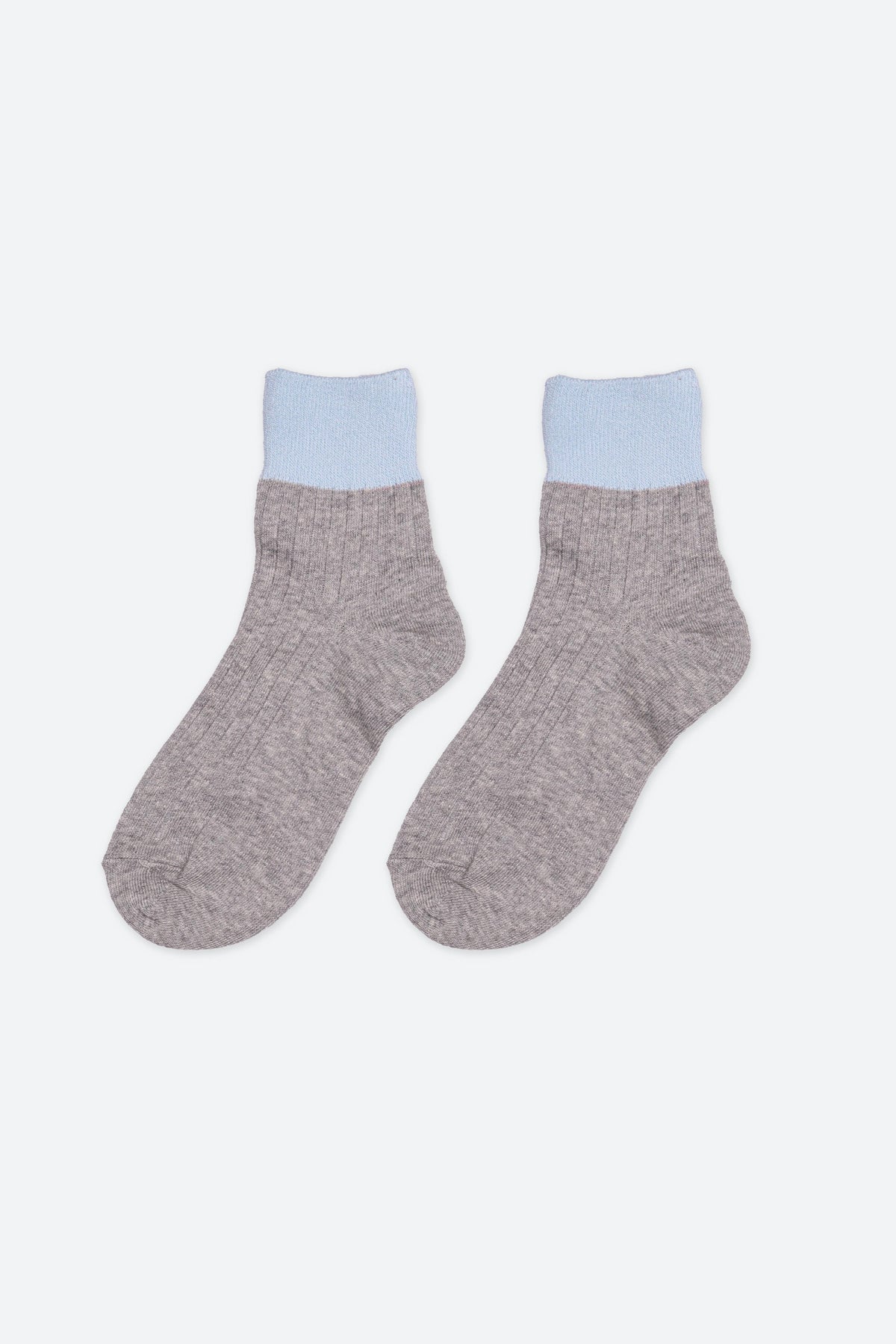 Premium Combed Cotton Ribbed Two-Tone Socks Gray