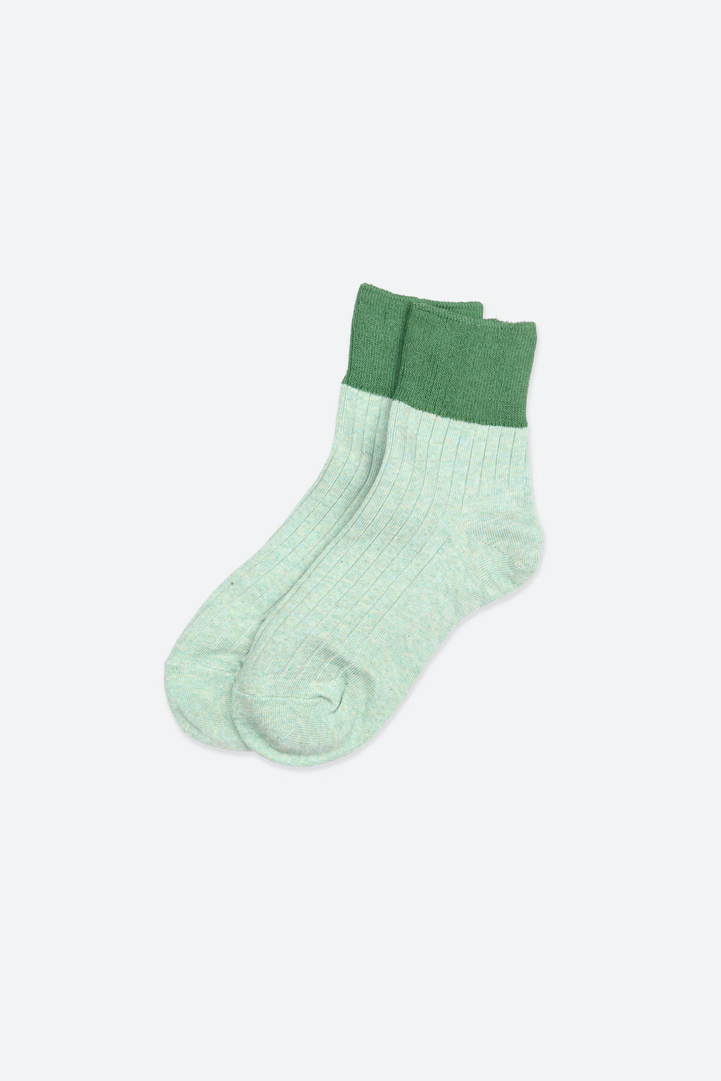 Premium Combed Cotton Ribbed Two-Tone Socks Green