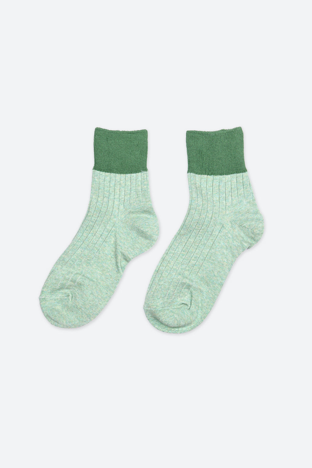 Premium Combed Cotton Ribbed Two-Tone Socks Green