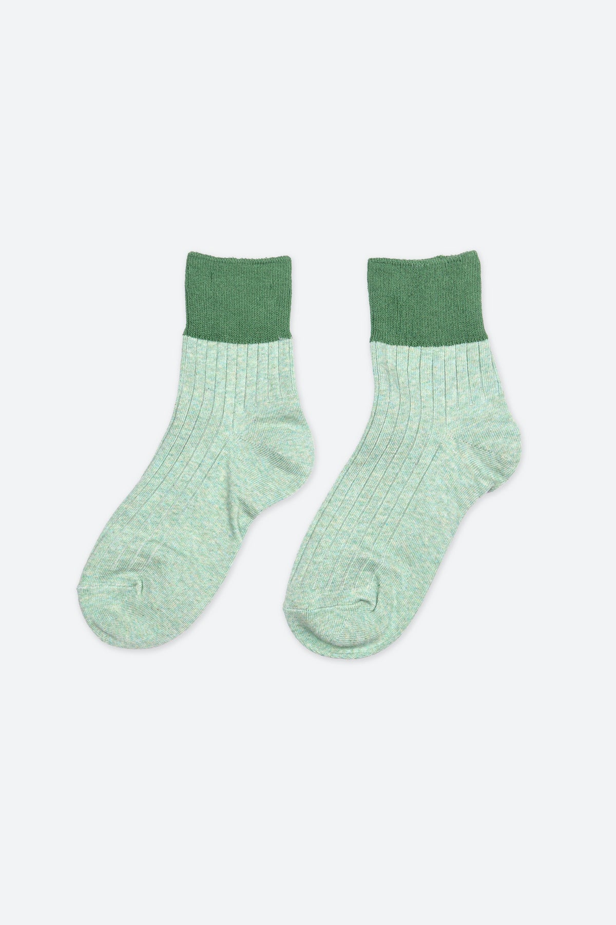 Premium Combed Cotton Ribbed Two-Tone Socks Green
