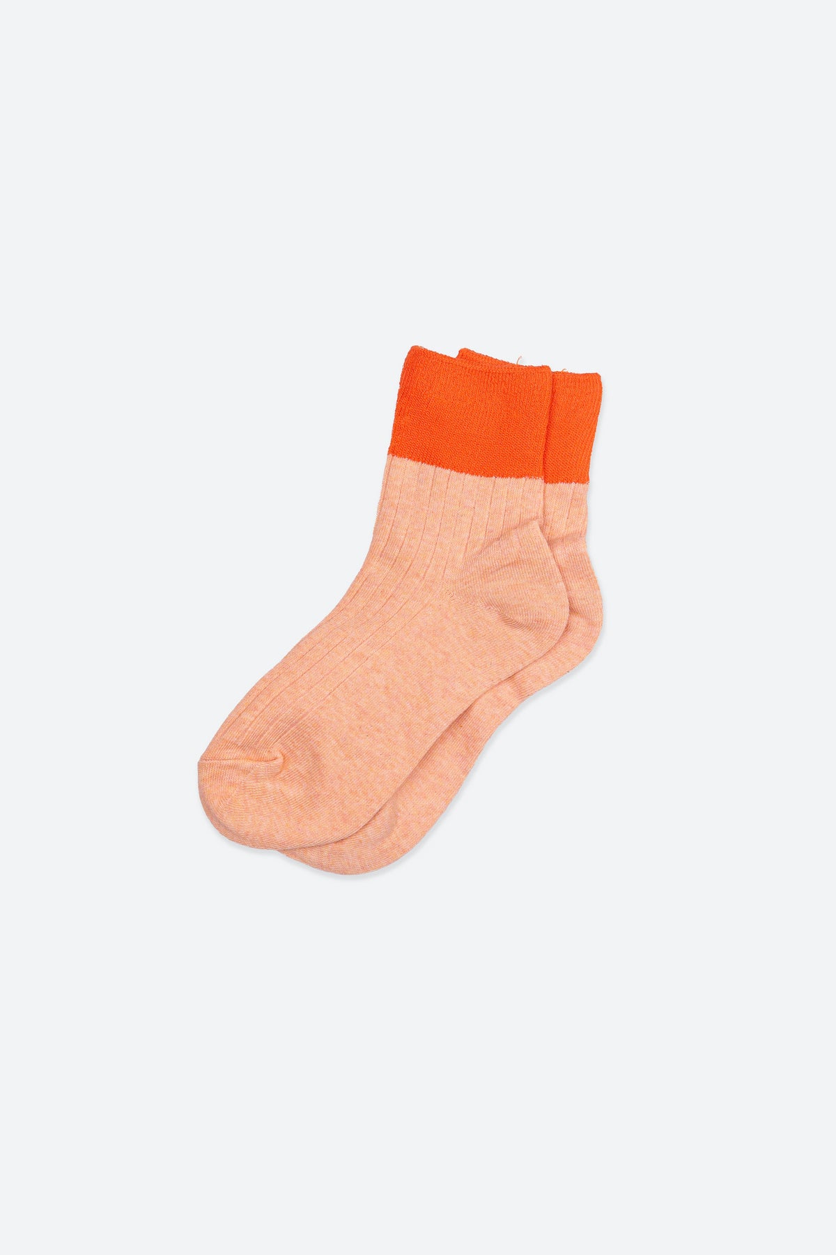 Premium Combed Cotton Ribbed Two-Tone Socks Orange