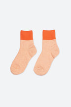 Premium Combed Cotton Ribbed Two-Tone Socks Orange