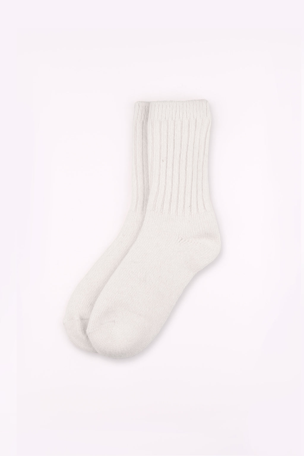 Women's Premium Angora Merino Wool Ribbed Winter Socks Ivory