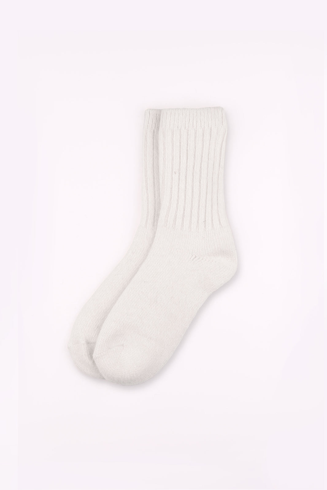 Women's Premium Angora Merino Wool Ribbed Winter Socks Ivory