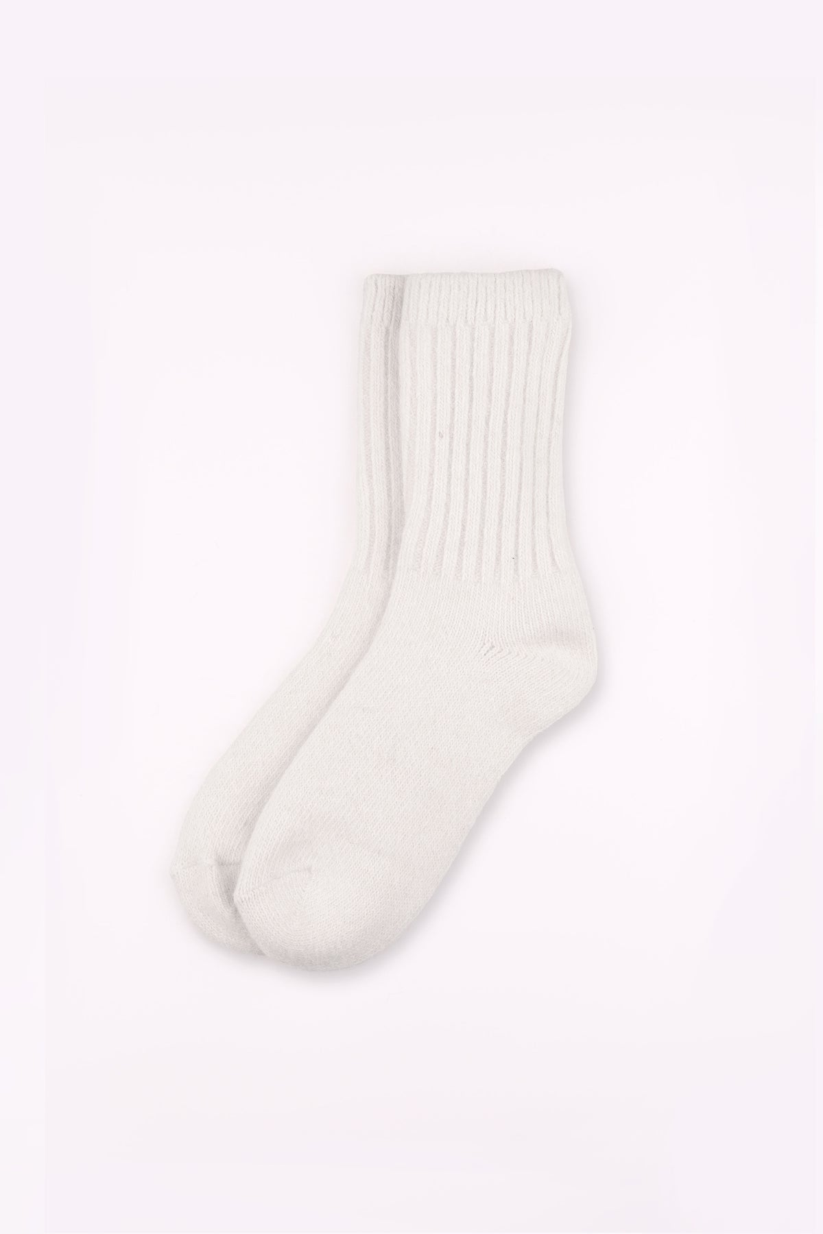 Women's Premium Angora Merino Wool Ribbed Winter Socks Ivory