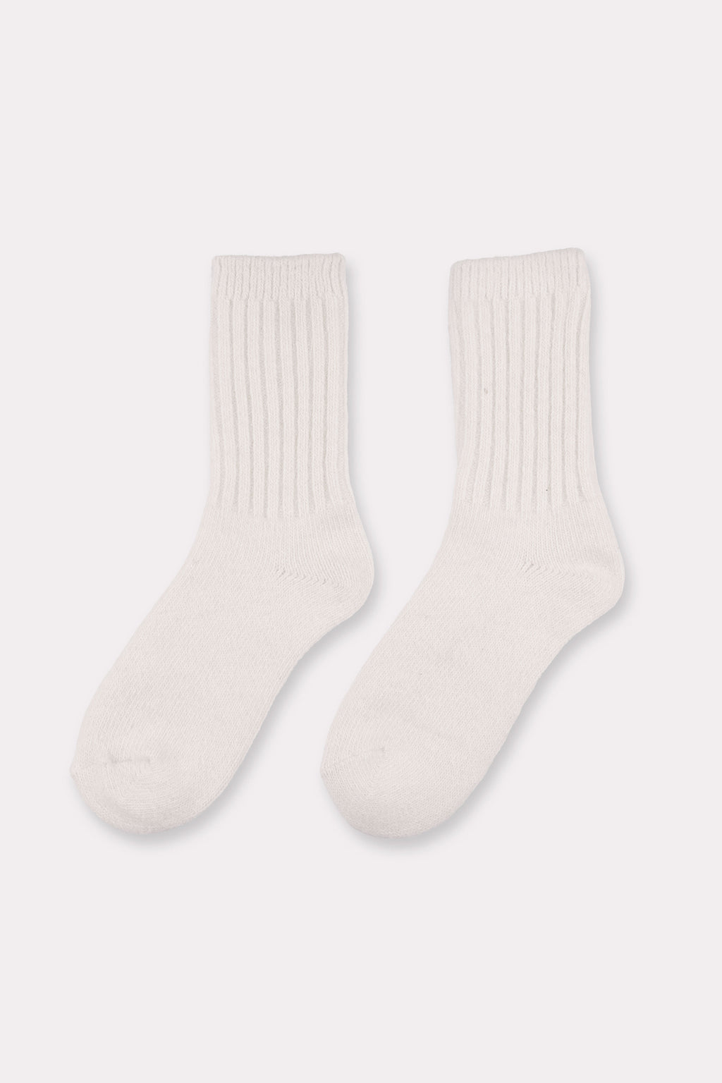 Women's Premium Angora Merino Wool Ribbed Winter Socks Ivory