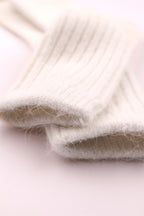 Women's Premium Angora Merino Wool Ribbed Winter Socks Ivory