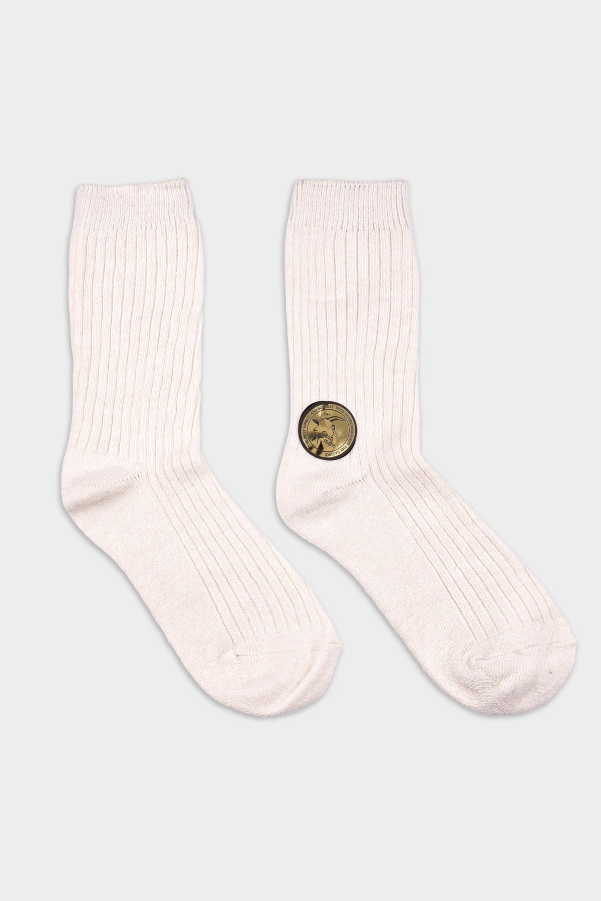 Women's Cozy Ribbed Cashmere Wool Crew Socks White