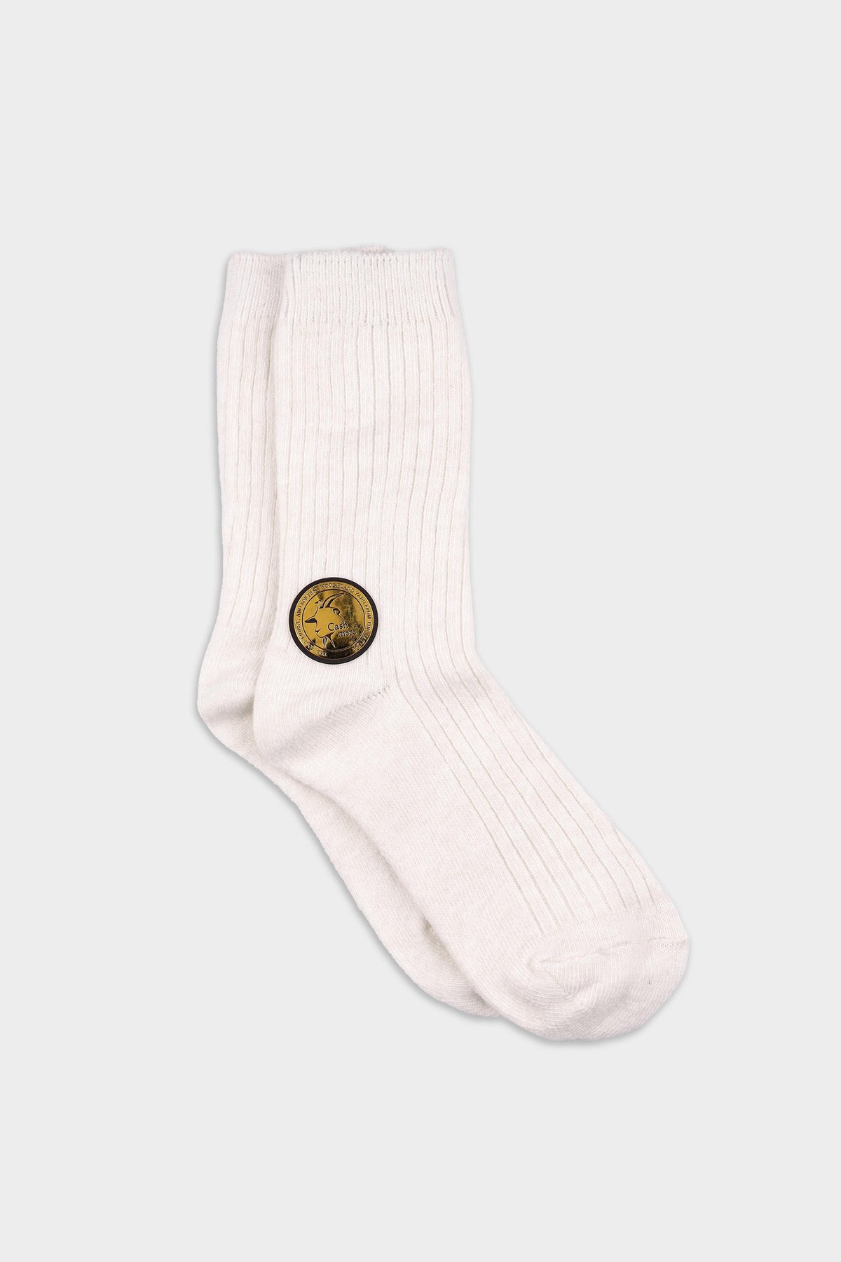 Women's Cozy Ribbed Cashmere Wool Crew Socks White