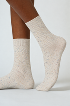 Men's Cozy Wool Blend Ribbed Knit Socks White