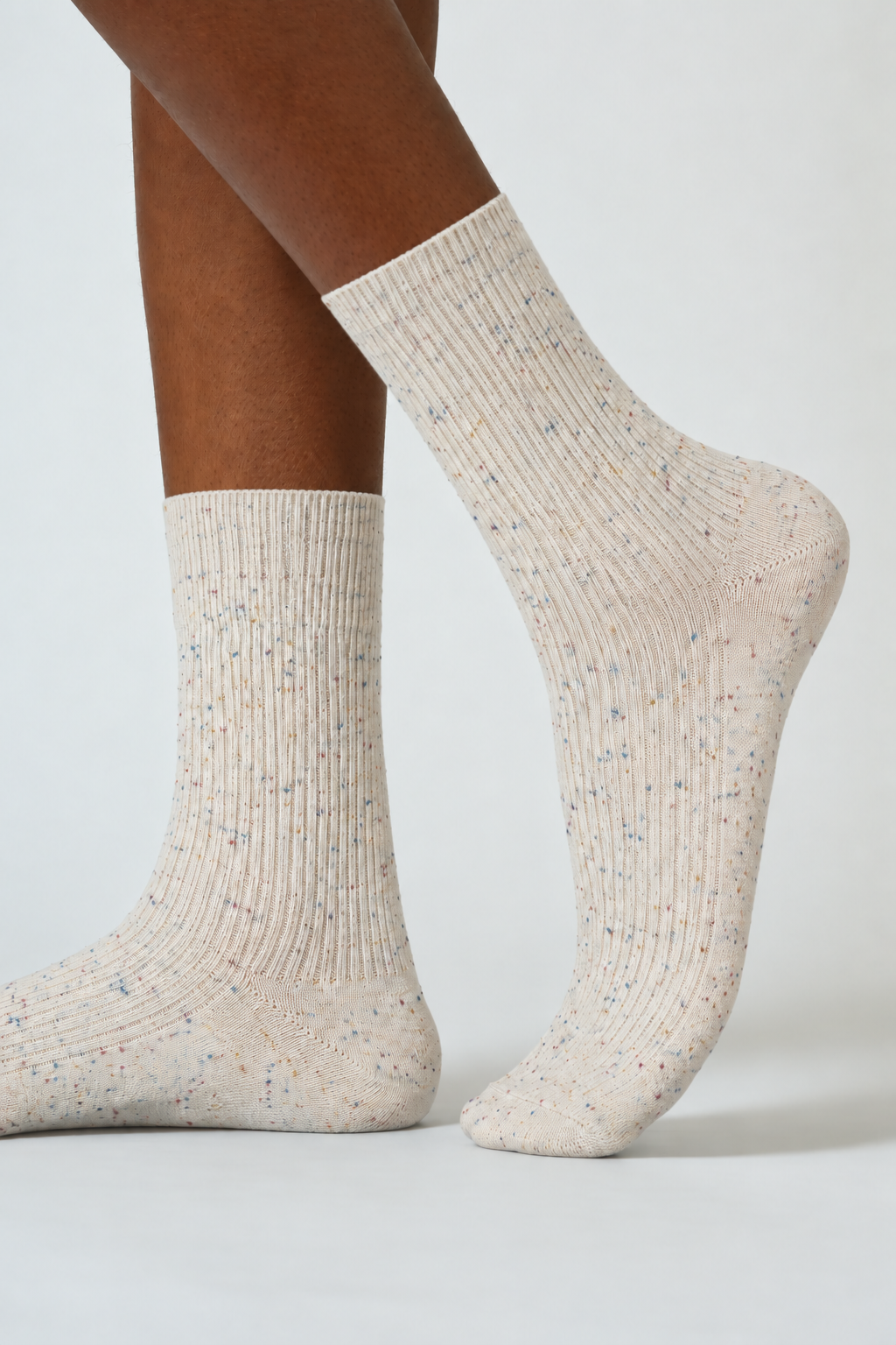 Men's Cozy Wool Blend Ribbed Knit Socks White