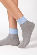 Premium Combed Cotton Ribbed Two-Tone Socks Gray