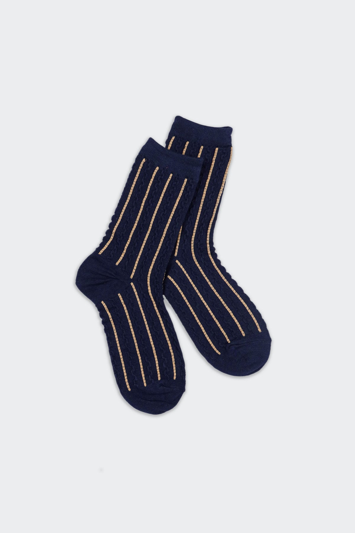 Women's Textured Cable Knit Everyday Socks Navy