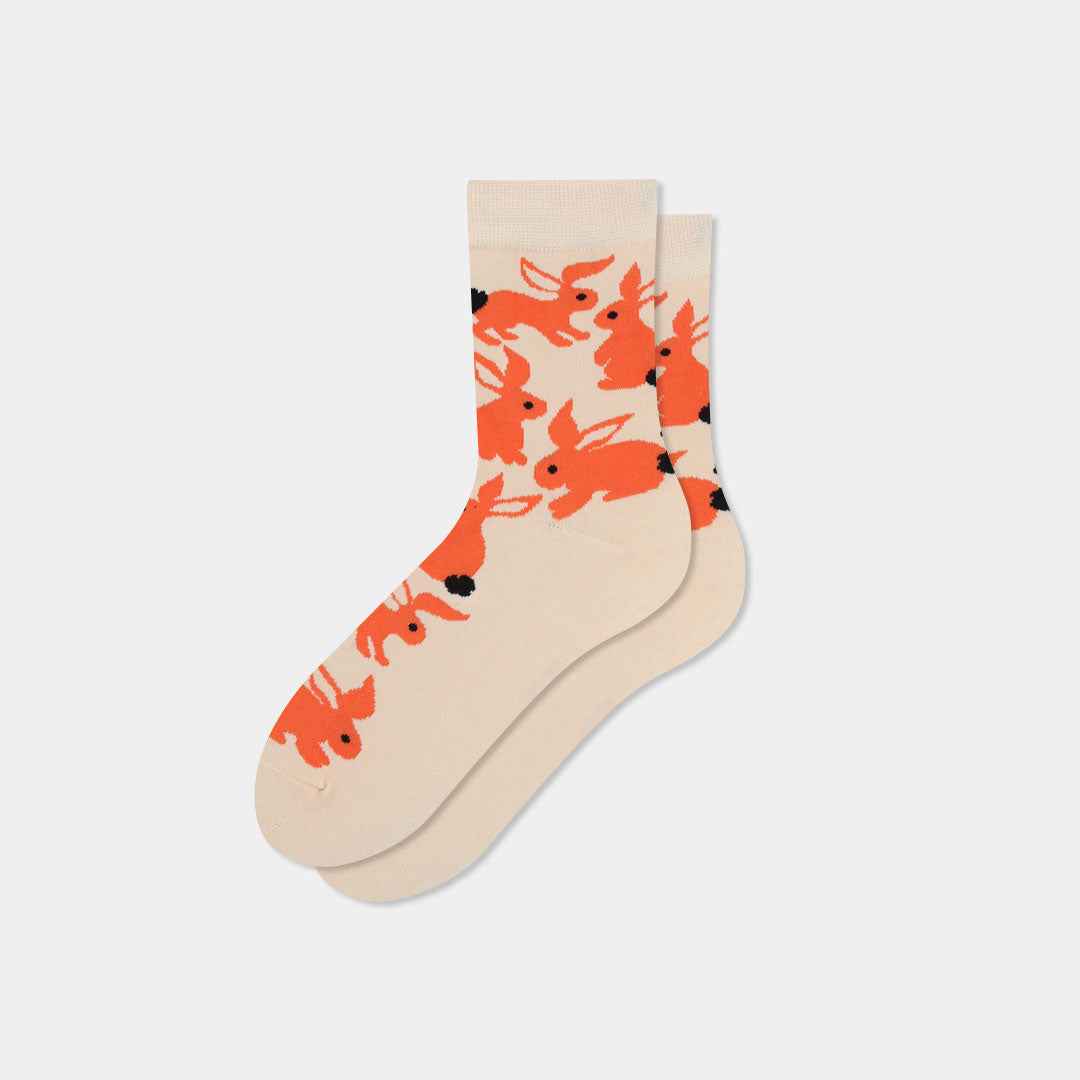 Women's Novelty Rabbit Graphic Crew Socks