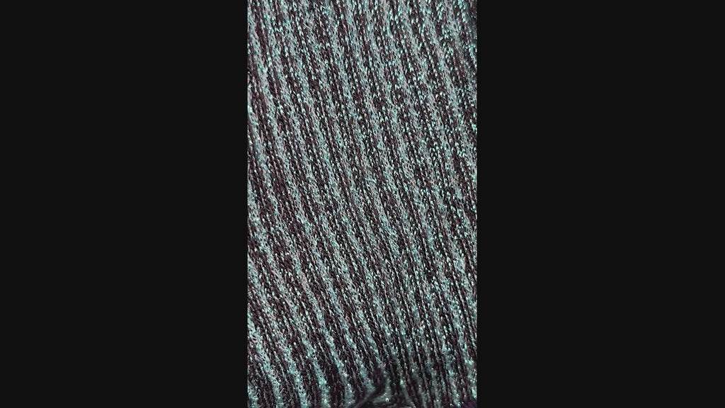 Women's Glitter Ribbed Dress Socks Black Aqua